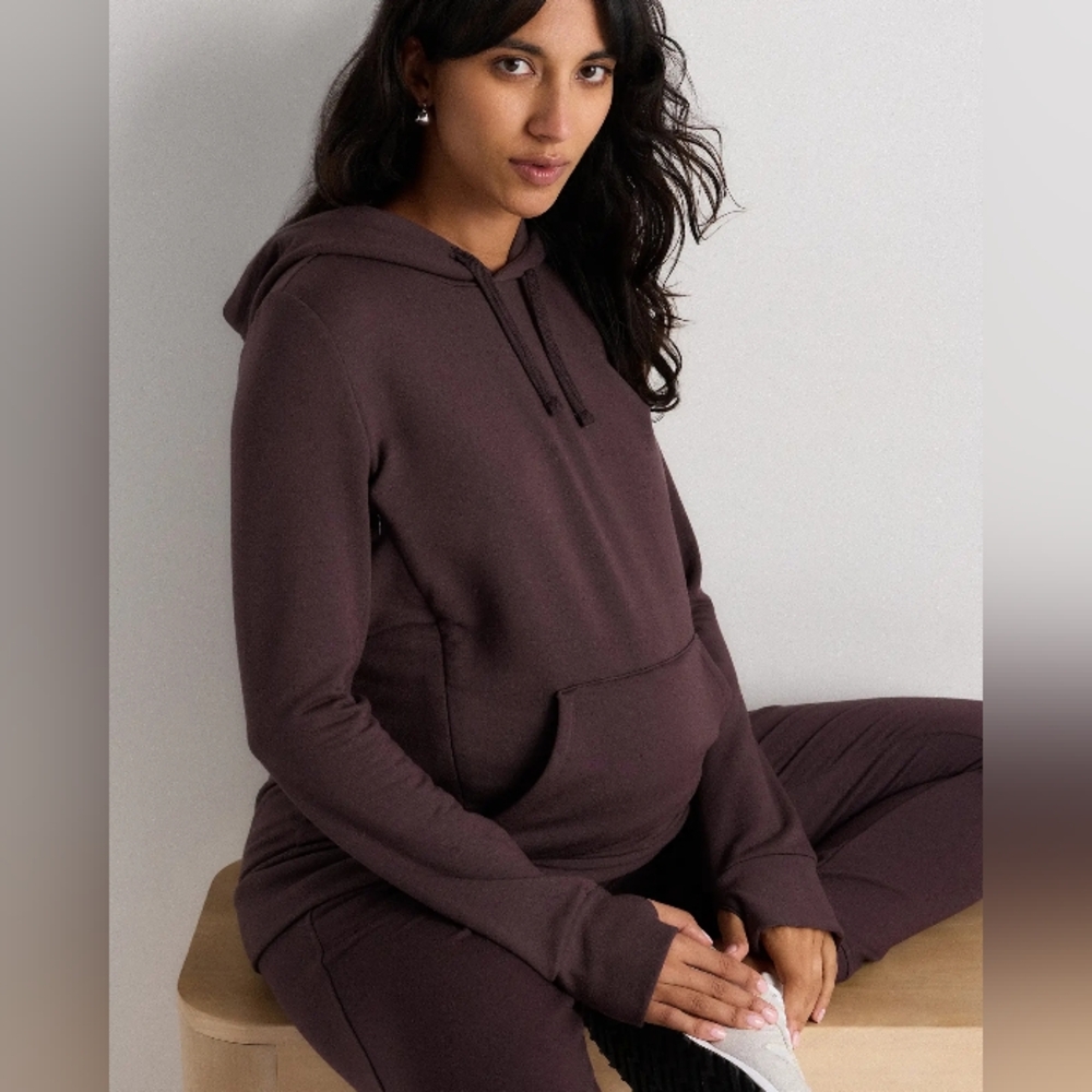 Quince SuperSoft Fleece Maternity & Nursing Hoodie. Side Zippers. Small.